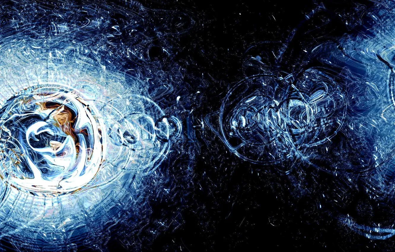 Photo wallpaper water, circles, squirt, reflection