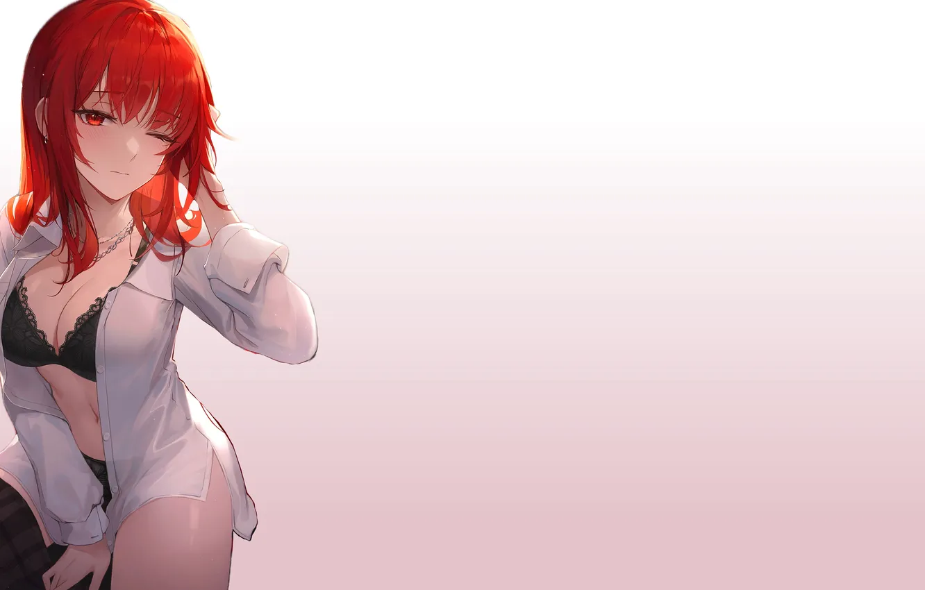 Photo wallpaper kawaii, girl, hot, sexy, bra, panties, anime, red eyes