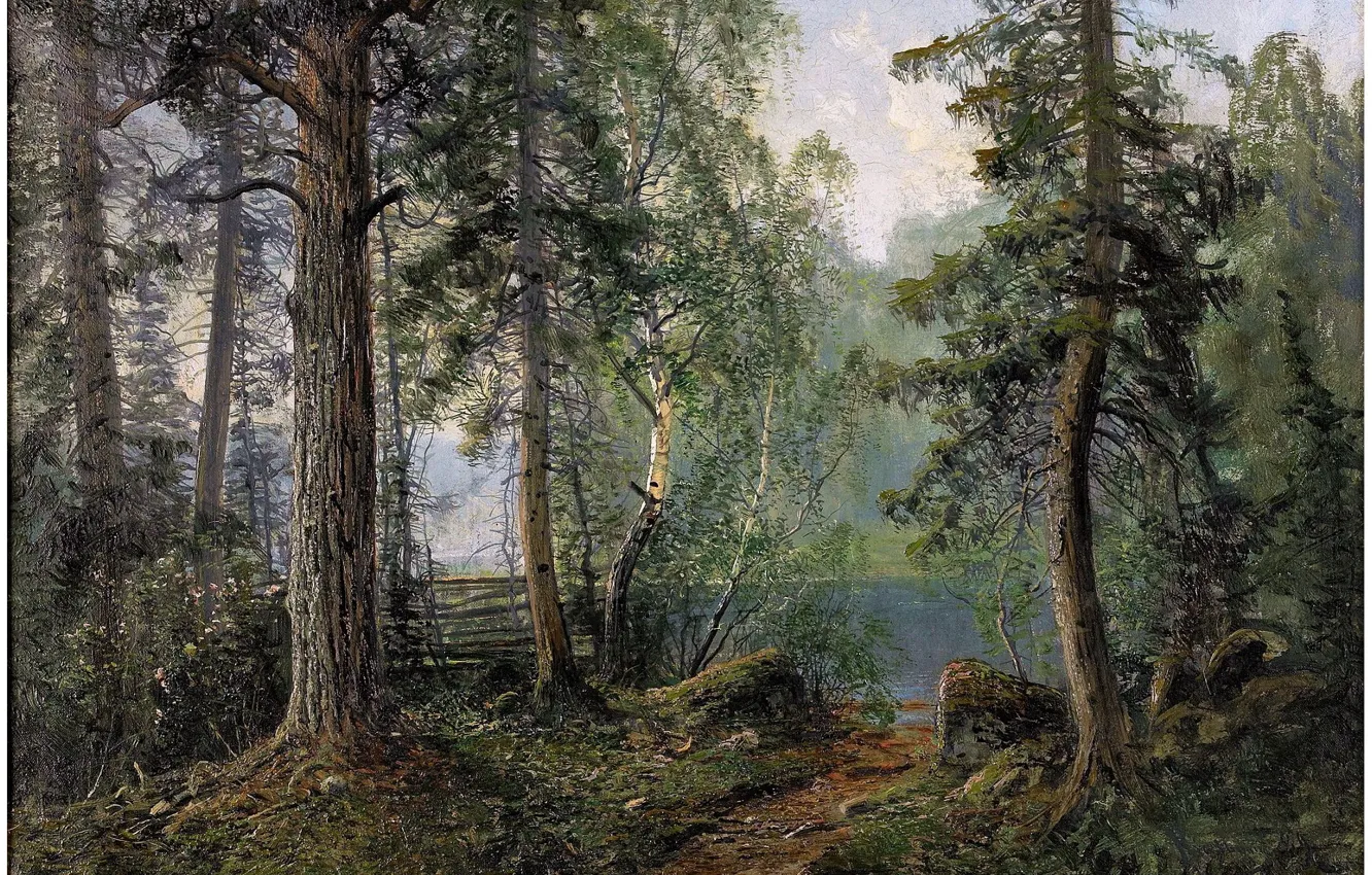 Photo wallpaper forest, landscape, nature, river, art, JOHN KINDBORG