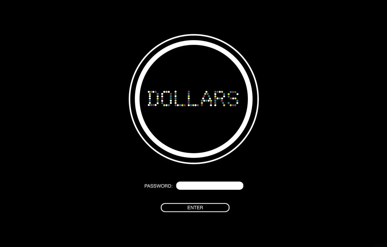 Photo wallpaper dollars, black, password
