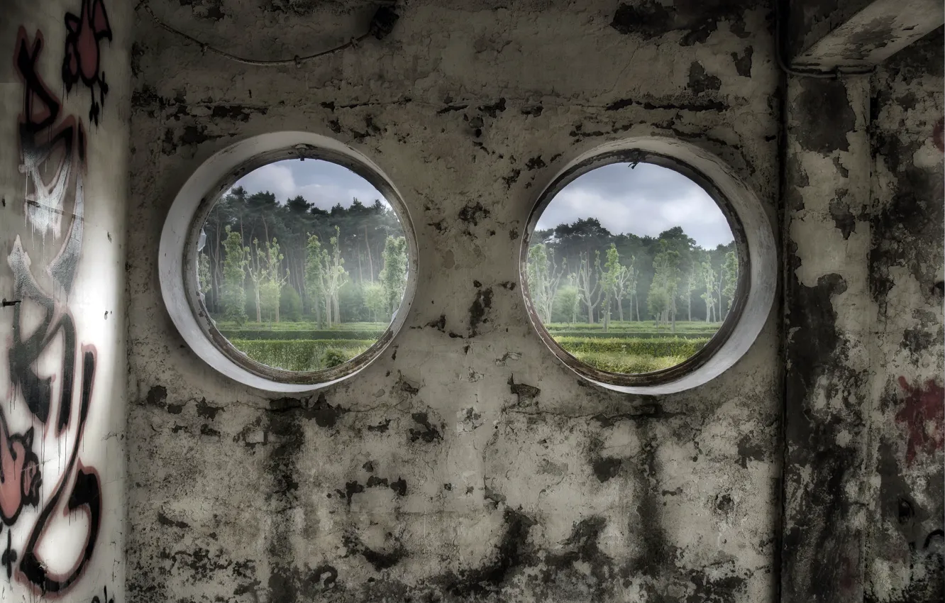 Photo wallpaper room, view, window