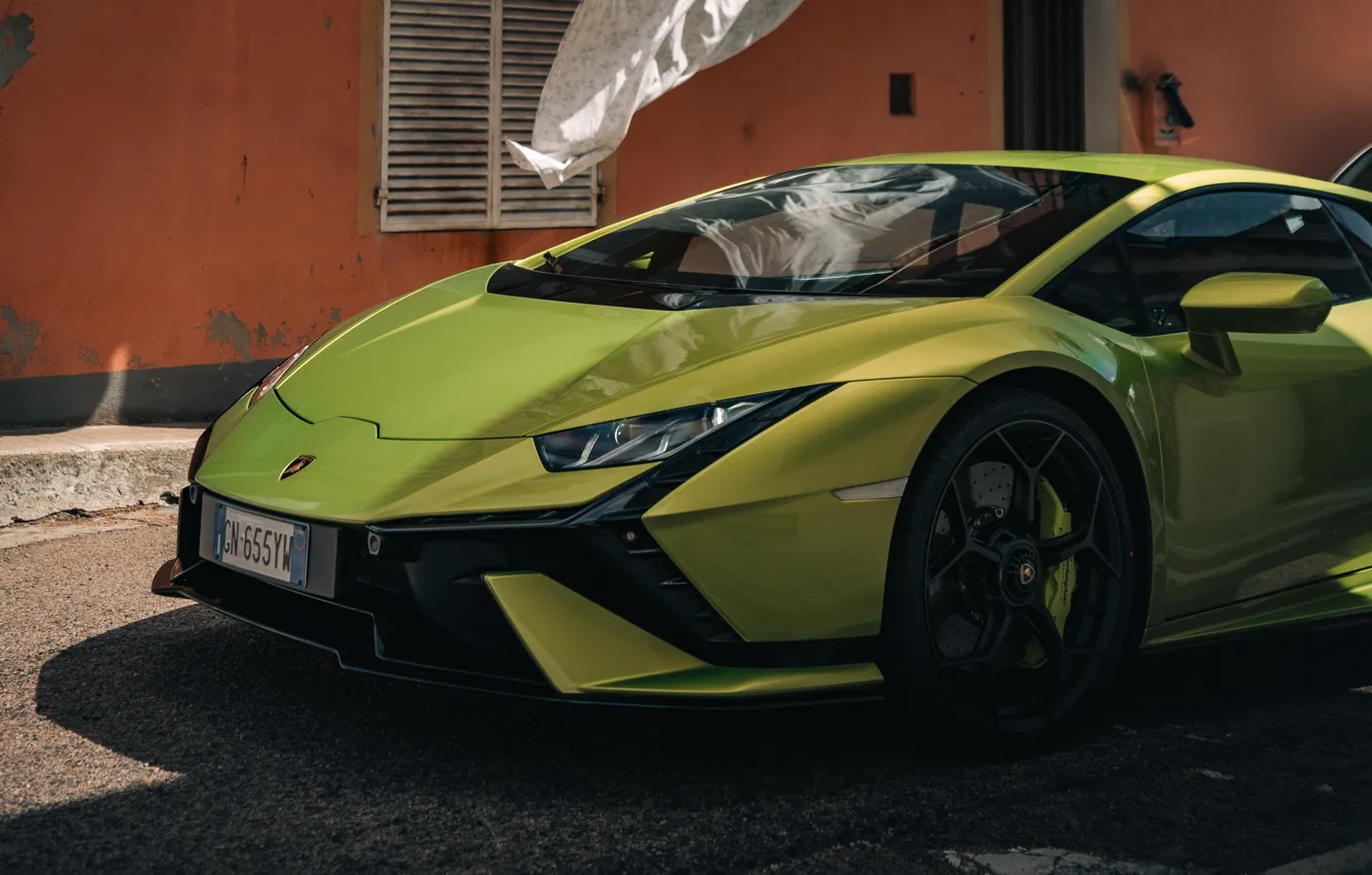 Photo wallpaper Lamborghini, close-up, front view, Huracan, Lamborghini Huracan Tecnica