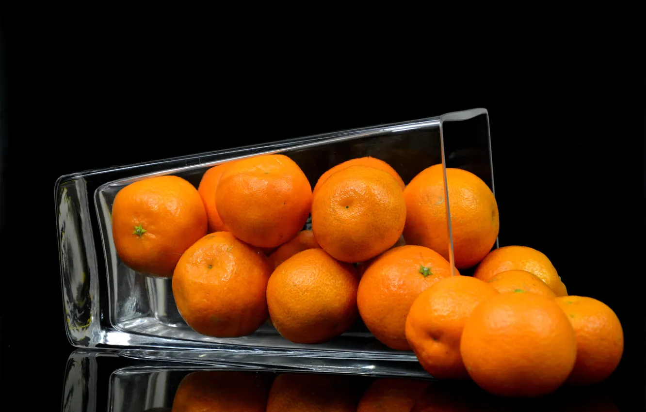 Photo wallpaper vase, fruit, tangerines
