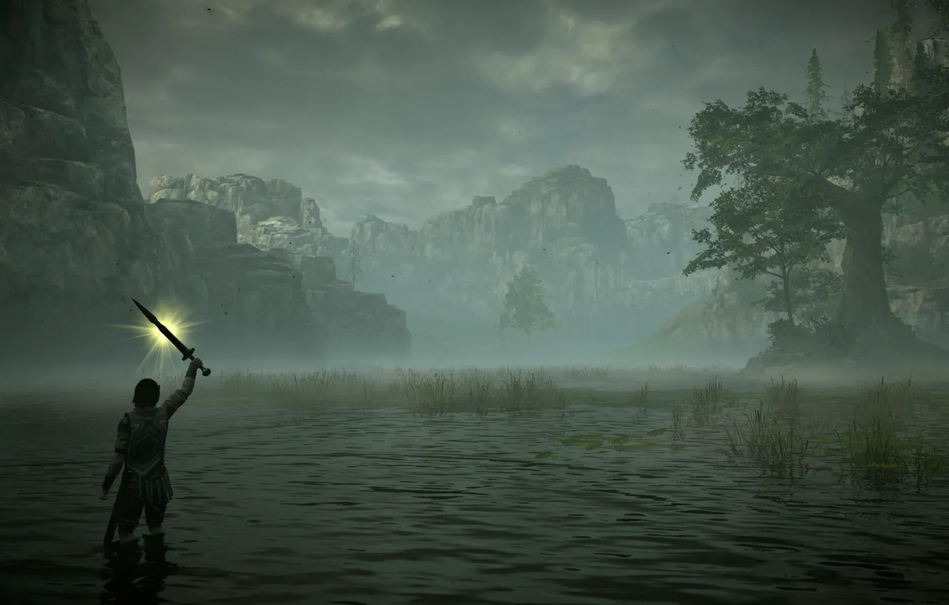 Photo wallpaper fog, swamp, Shadow of the Colossus, In the shadow of the colossus