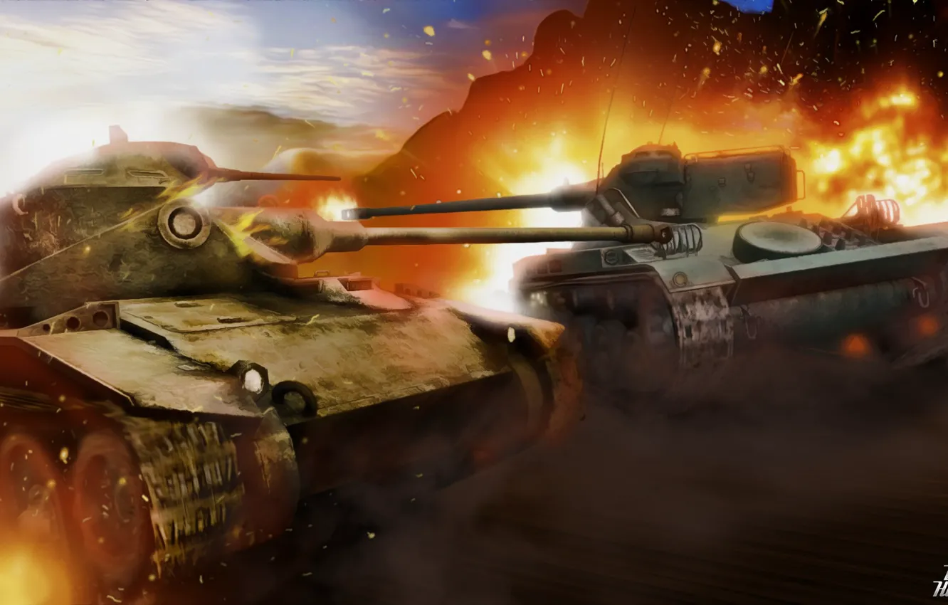 Photo wallpaper tank, WoT, World of Tanks, T71, AMX 13 75, mites
