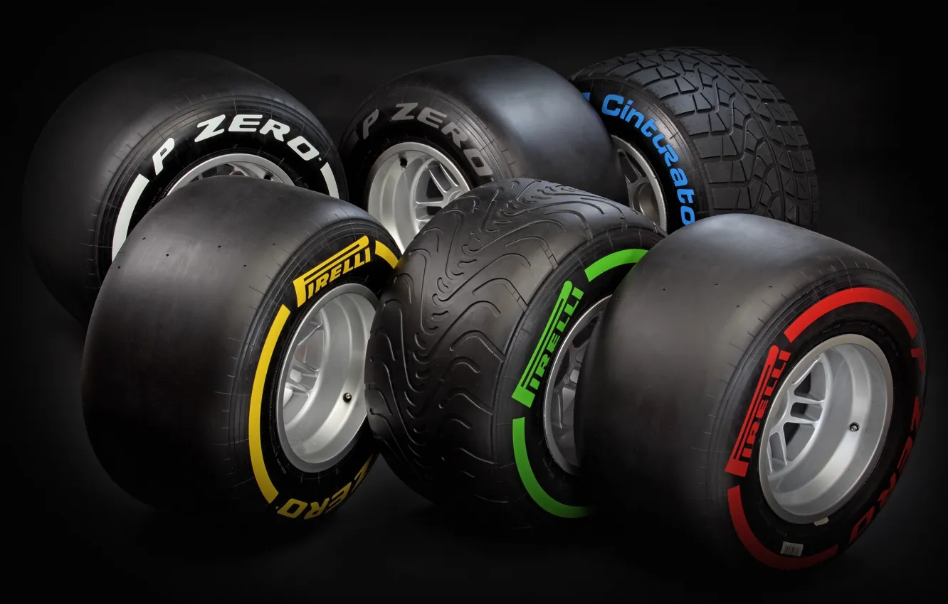 Photo wallpaper Formula 1, different, tires, types of tires