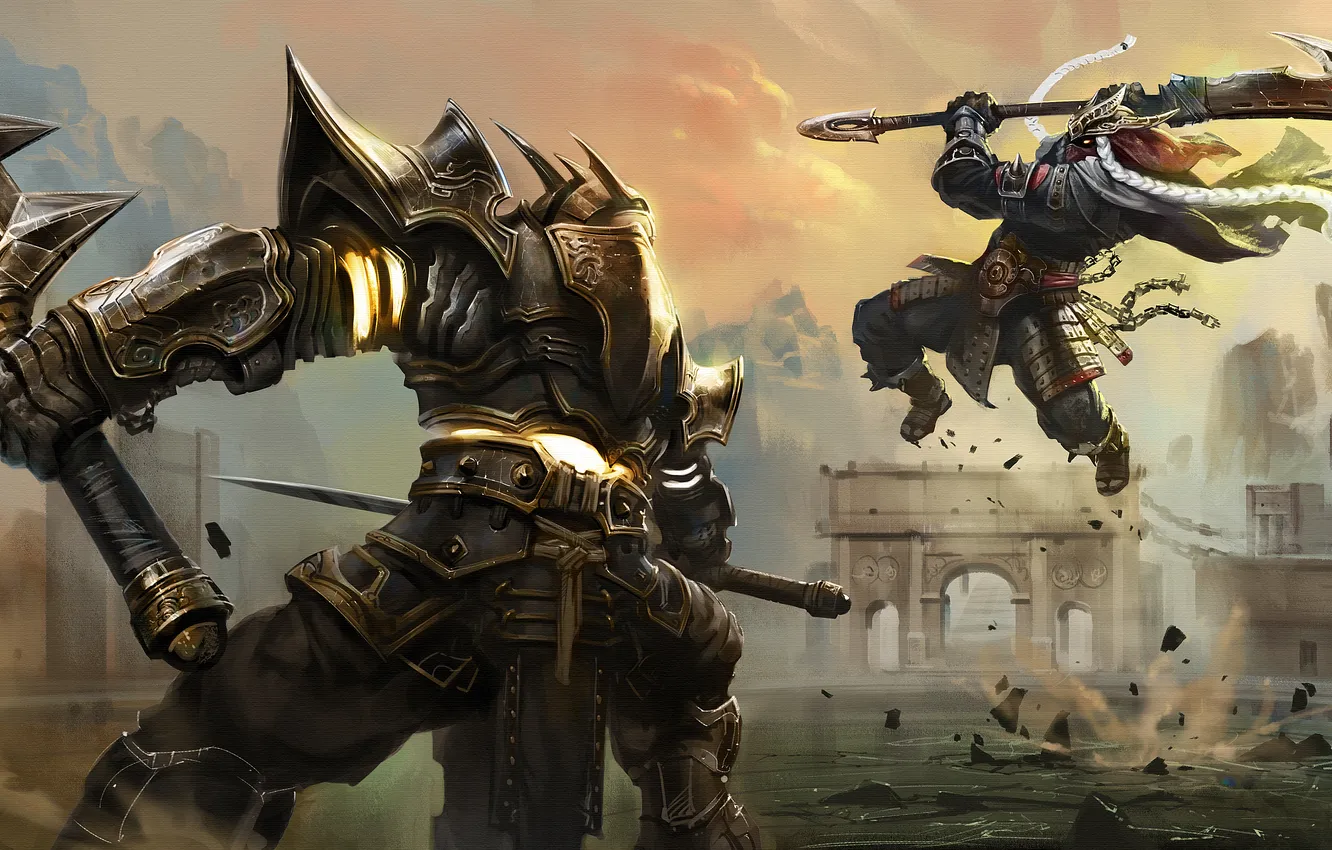 Photo wallpaper battle, warrior, art