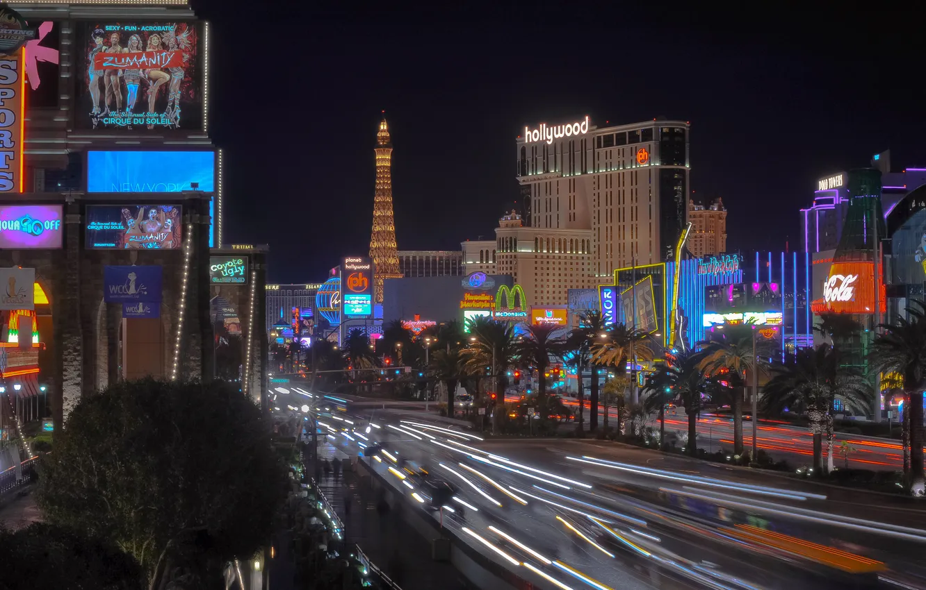 Photo wallpaper night, lights, Las Vegas, Nevada, USA, night, usa, las vegas