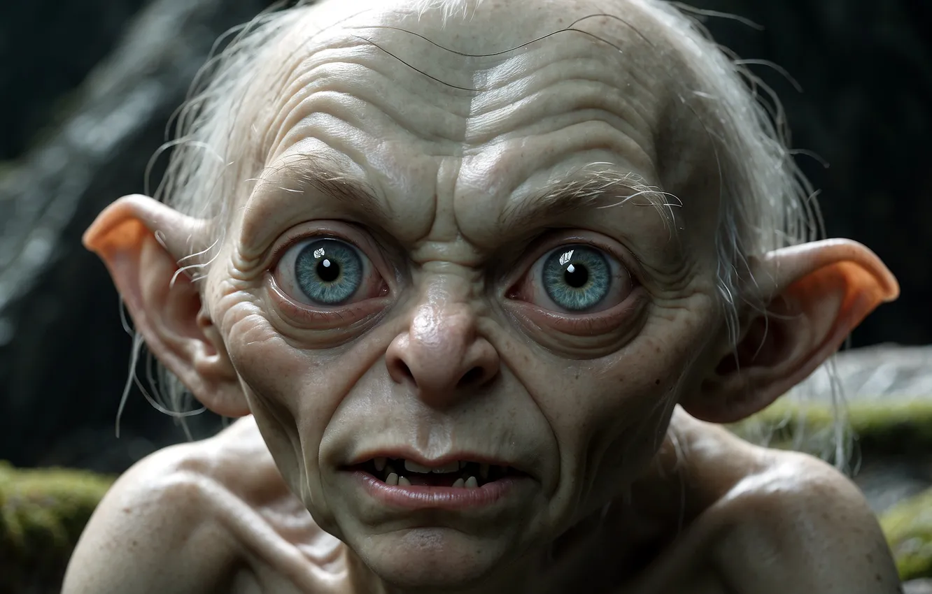 Photo wallpaper look, face, the Lord of the rings, Gollum