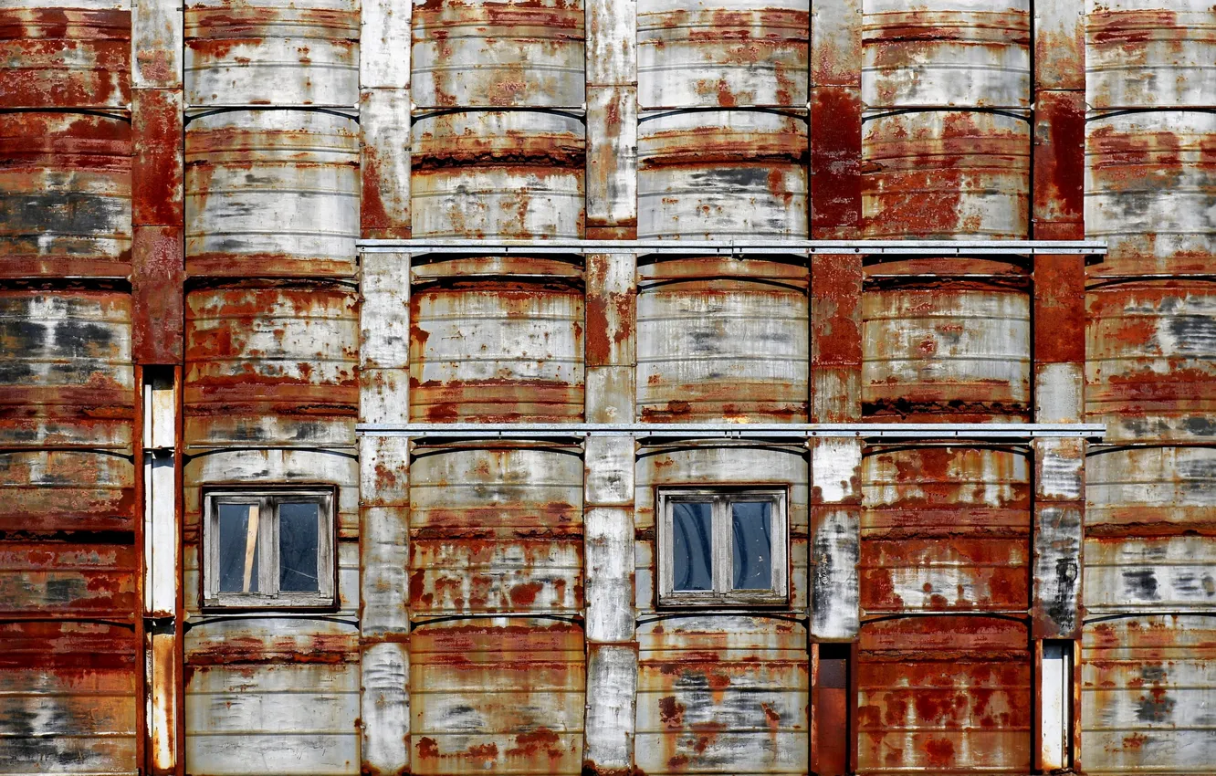 Photo wallpaper the city, home, window, rust