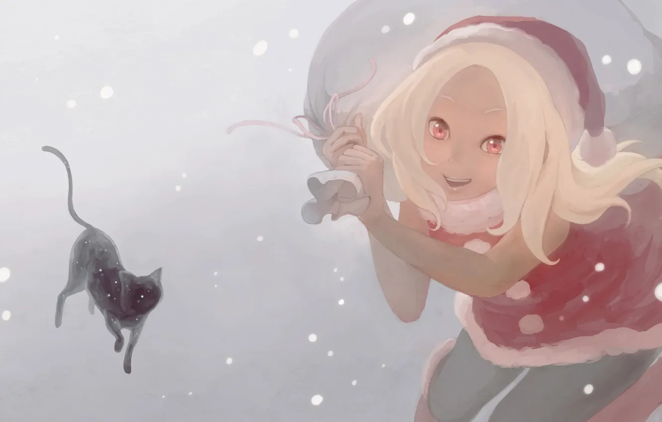 Photo wallpaper cat, girl, Christmas, bag, kitty, Gravity Rush