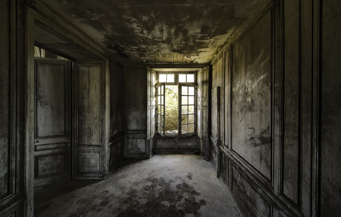 Photo wallpaper the door, window, corridor