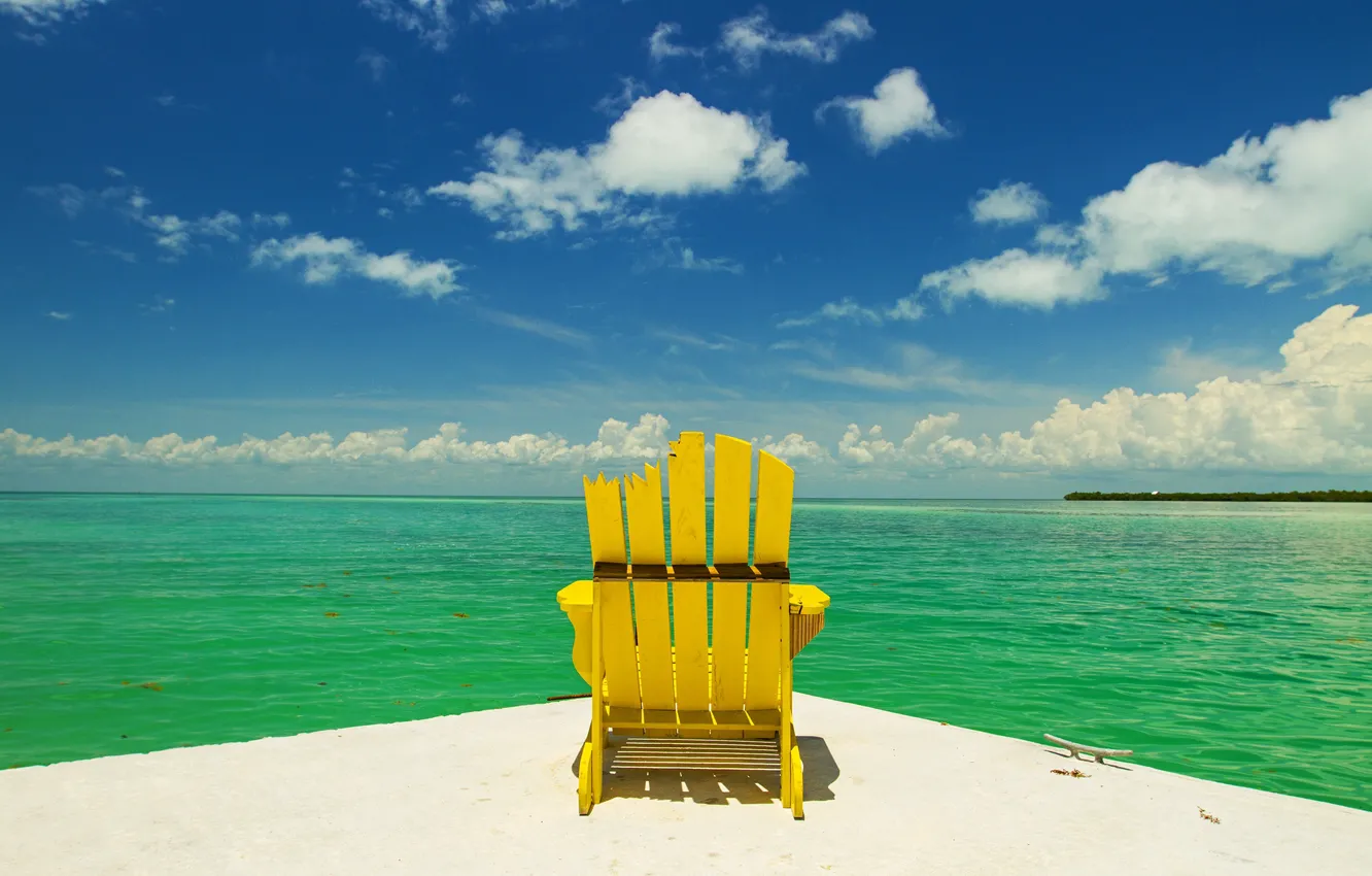Photo wallpaper sea, summer, the sky, chair