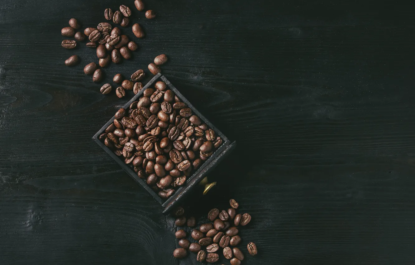 Photo wallpaper table, box, coffee, grain, coffee, Natasha Breen