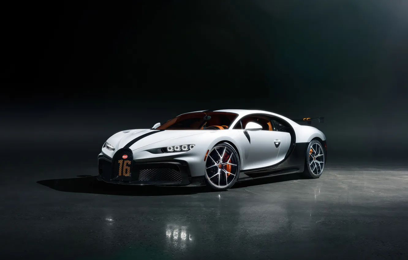 Photo wallpaper bugatti, white, speed, chiron, personified