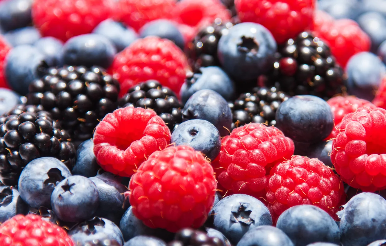 Photo wallpaper berries, raspberry, blueberries, strawberry, BlackBerry, berries, blueberries, strawberries