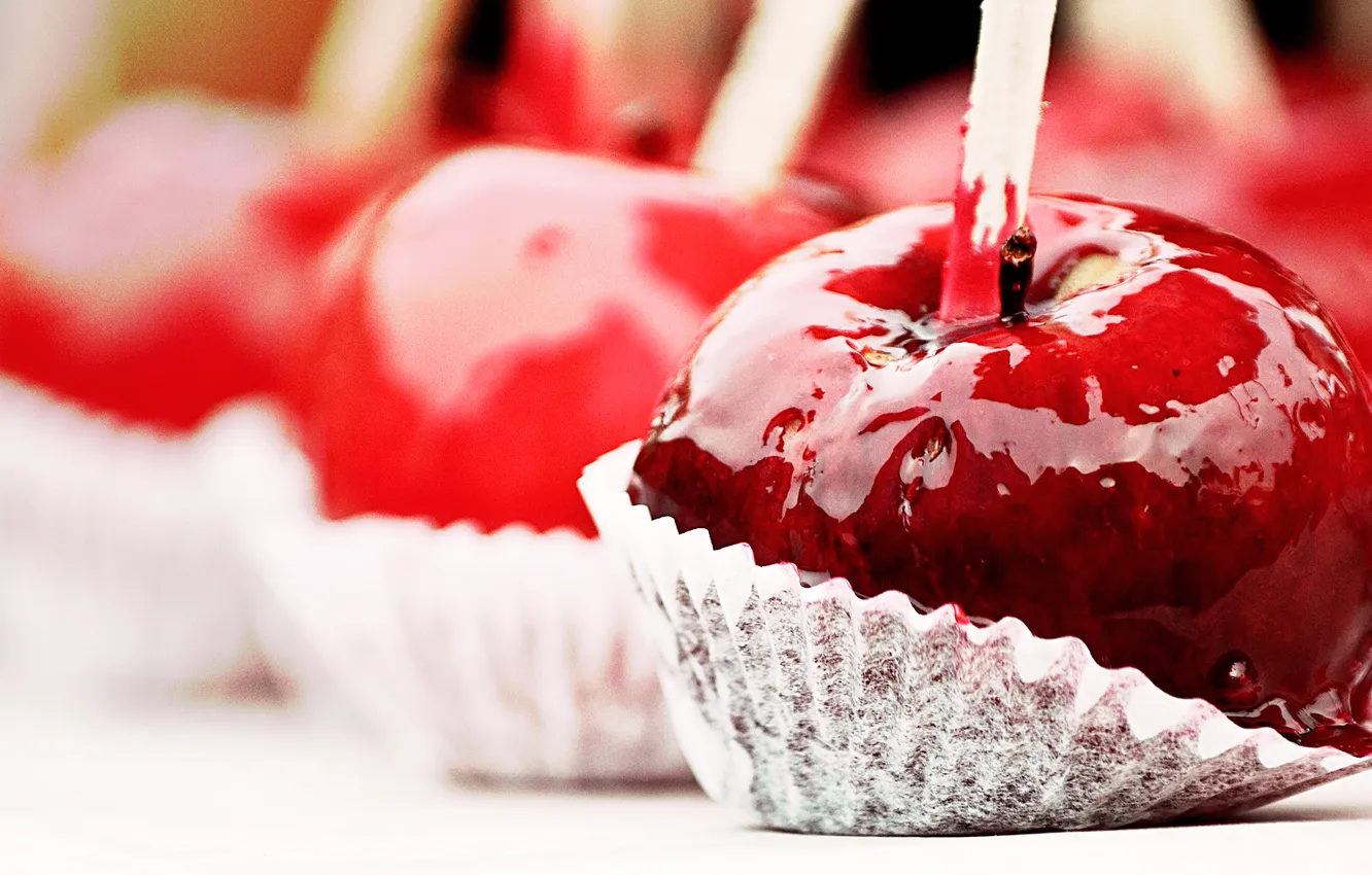 Photo wallpaper apples, focus, pink