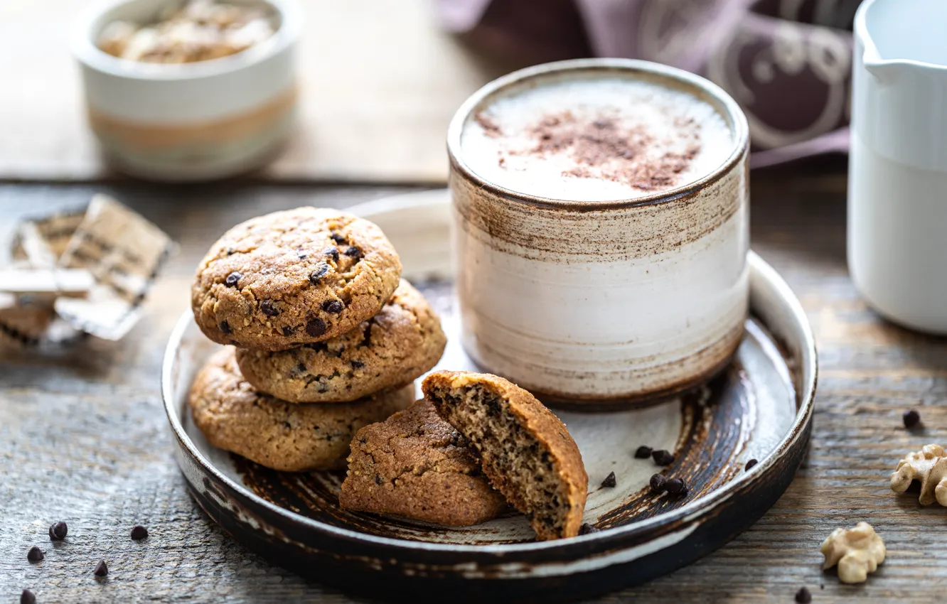 Photo wallpaper Cup, cookies, Karina Klachuk, oat, saucer, coffee
