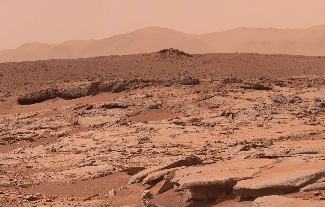 Photo wallpaper the sky, surface, mountains, nature, desert, planet, Mars, Mars