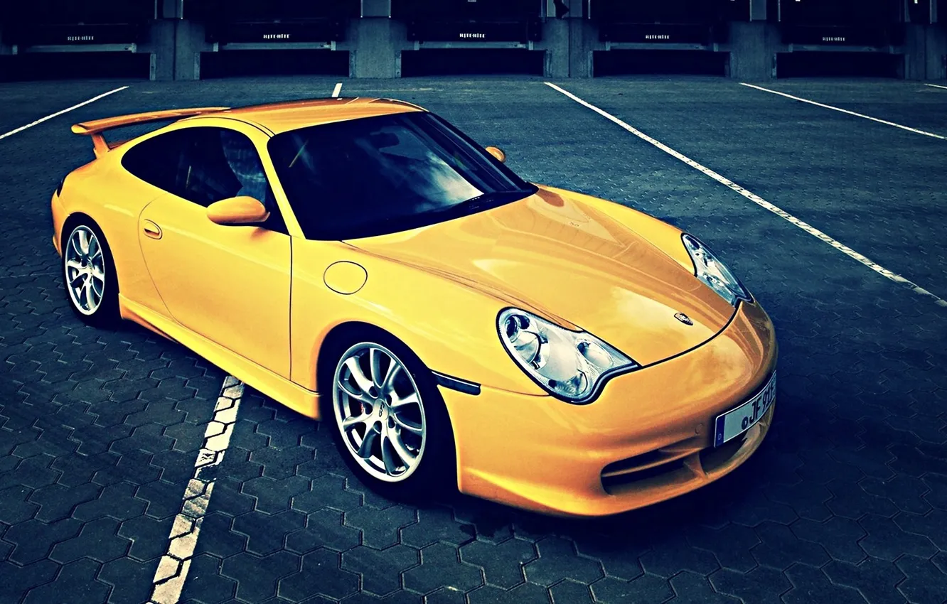 Photo wallpaper 911, porsche, yellow