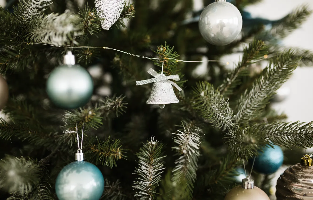 Photo wallpaper decoration, balls, tree, new year, Christmas, Christmas, balls, New Year