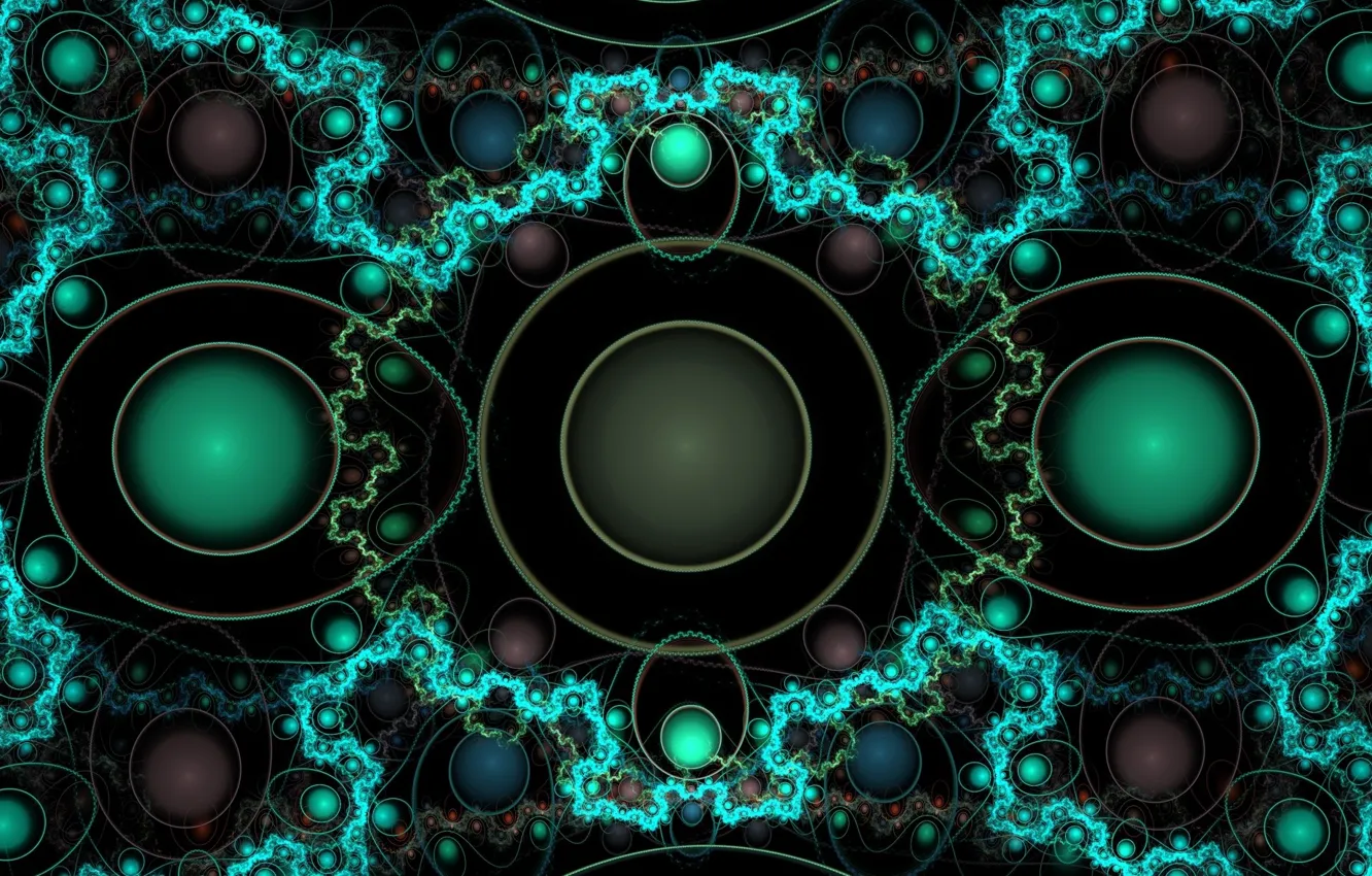Photo wallpaper circles, pattern, fractal, black background