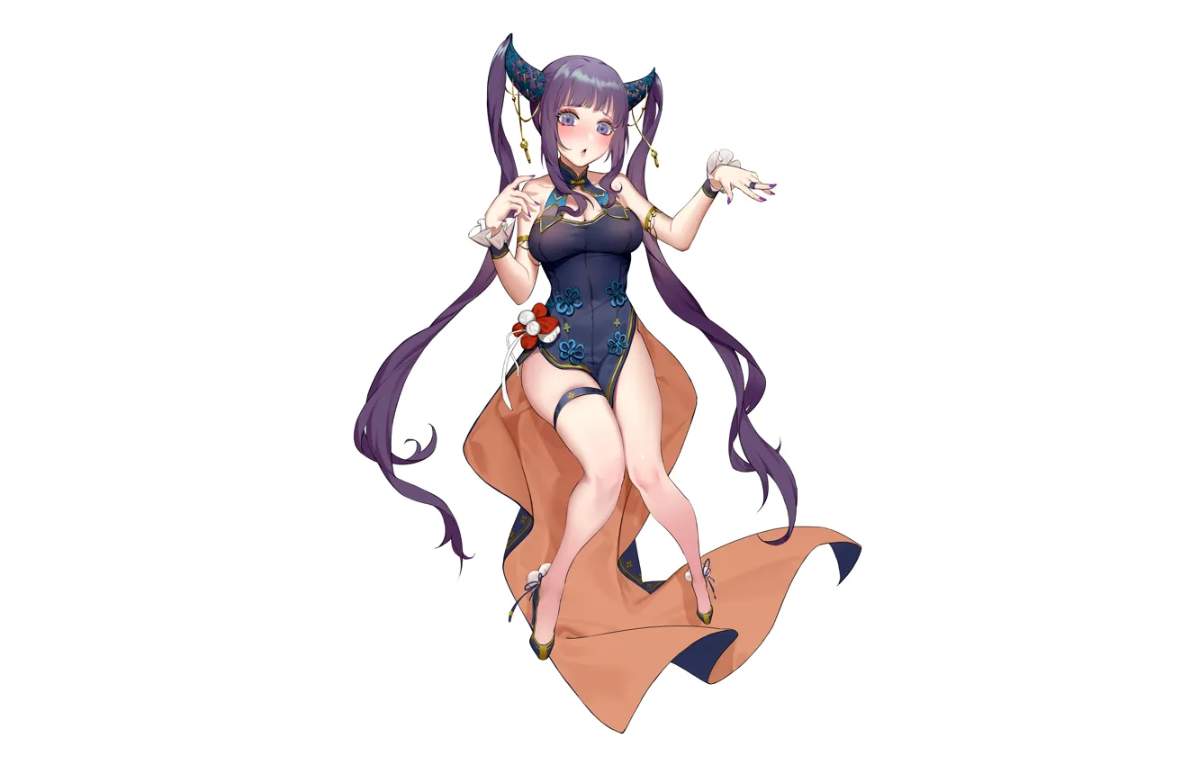 Photo wallpaper girl, sexy, cleavage, long hair, dress, boobs, anime, beautiful