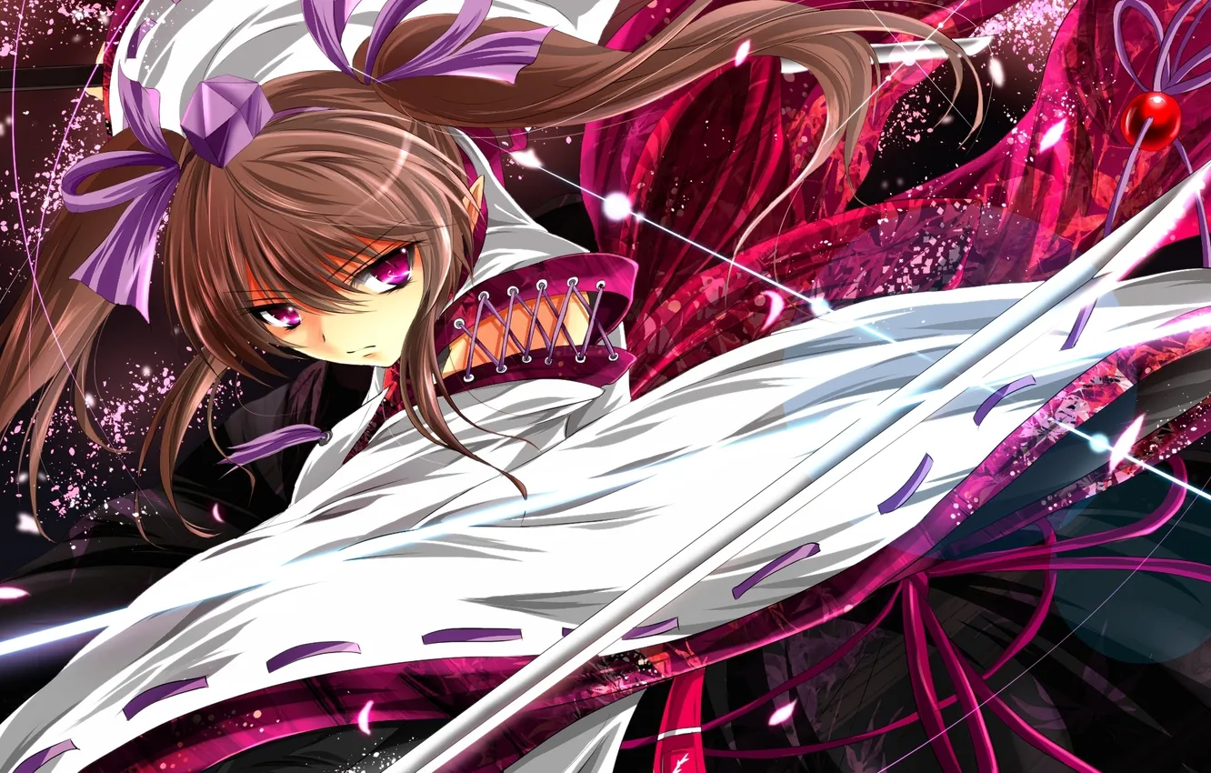 Photo wallpaper look, girl, weapons, magic, sword, touhou, art, nekominase