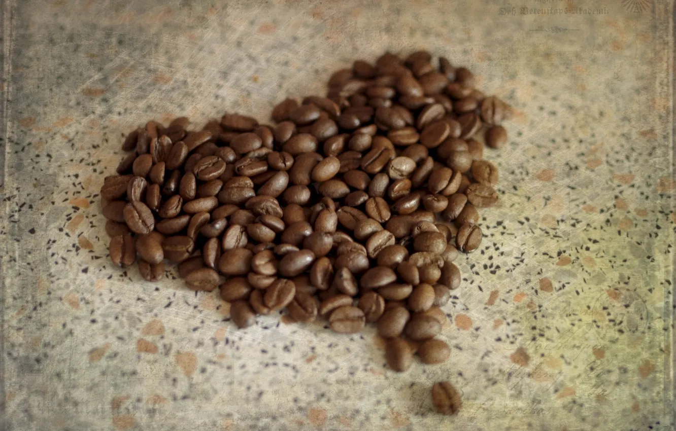 Photo wallpaper heart, coffee, grain, coffee