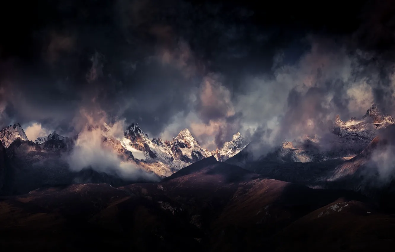 Photo wallpaper clouds, mountains, clouds, The Himalayas
