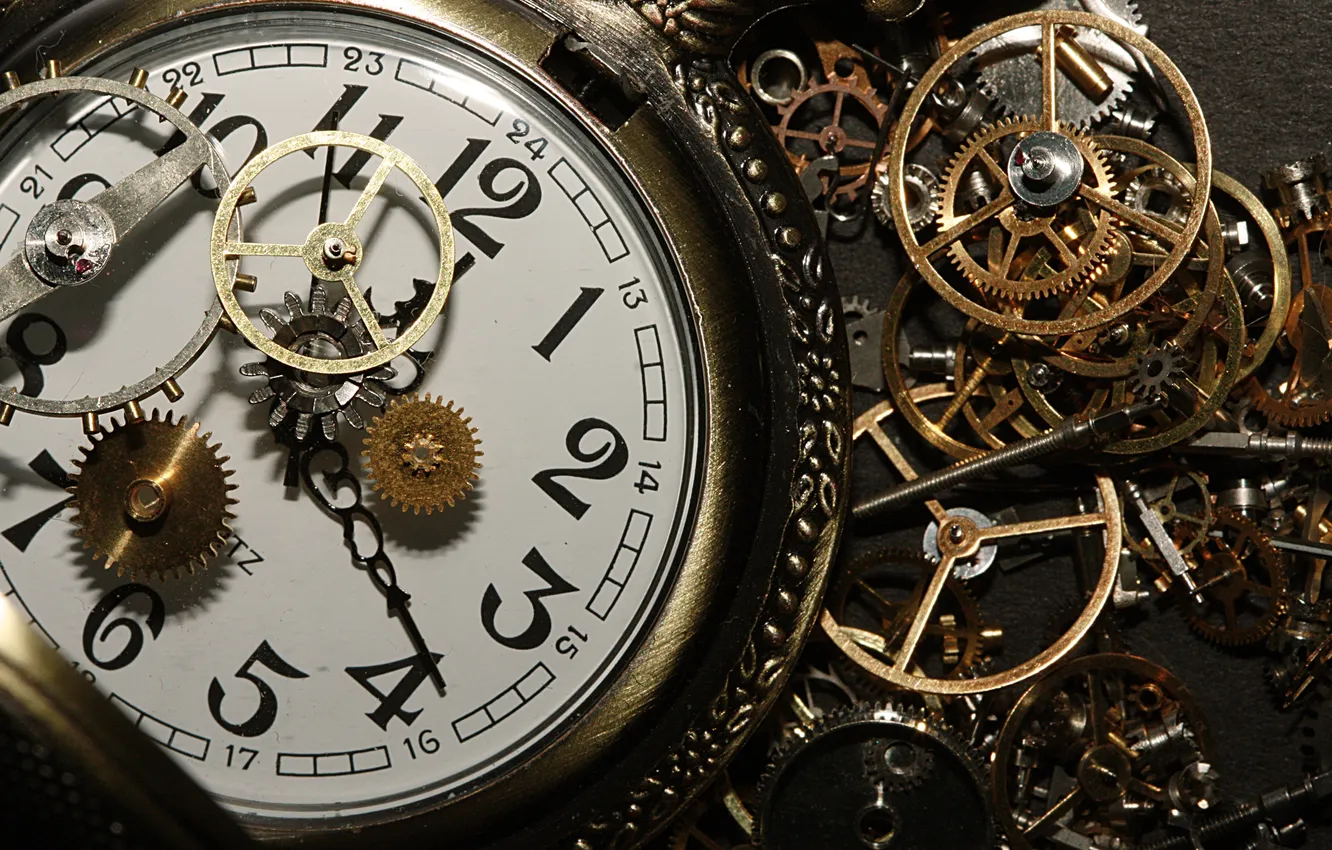 Photo wallpaper watch, mechanism, art, dial, details