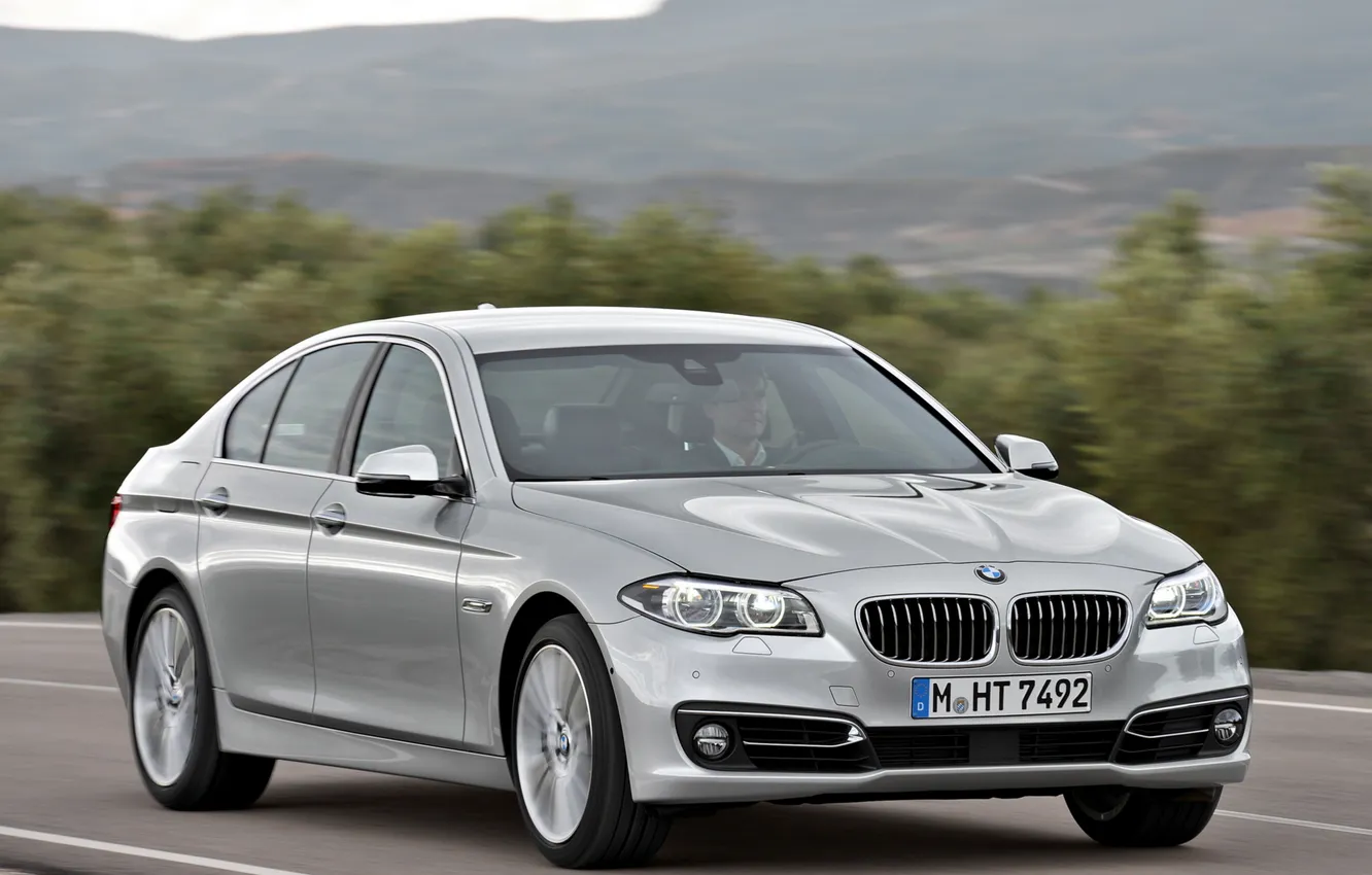 Photo wallpaper car, machine, BMW, road, in motion, speed, Sedan, 535i