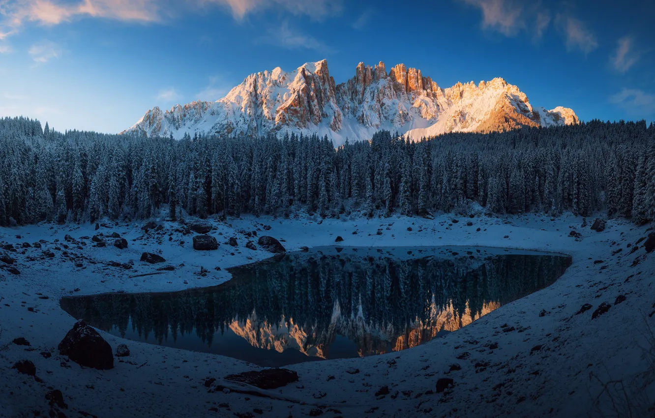 Photo wallpaper snow, mountains, Italy, The Dolomites