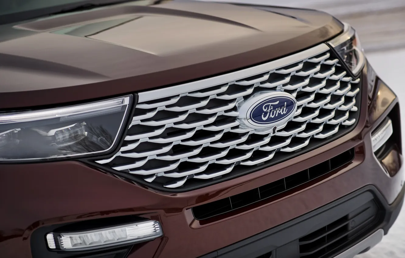 Photo wallpaper Ford, the hood, grille, SUV, Explorer, Platinum, 2020