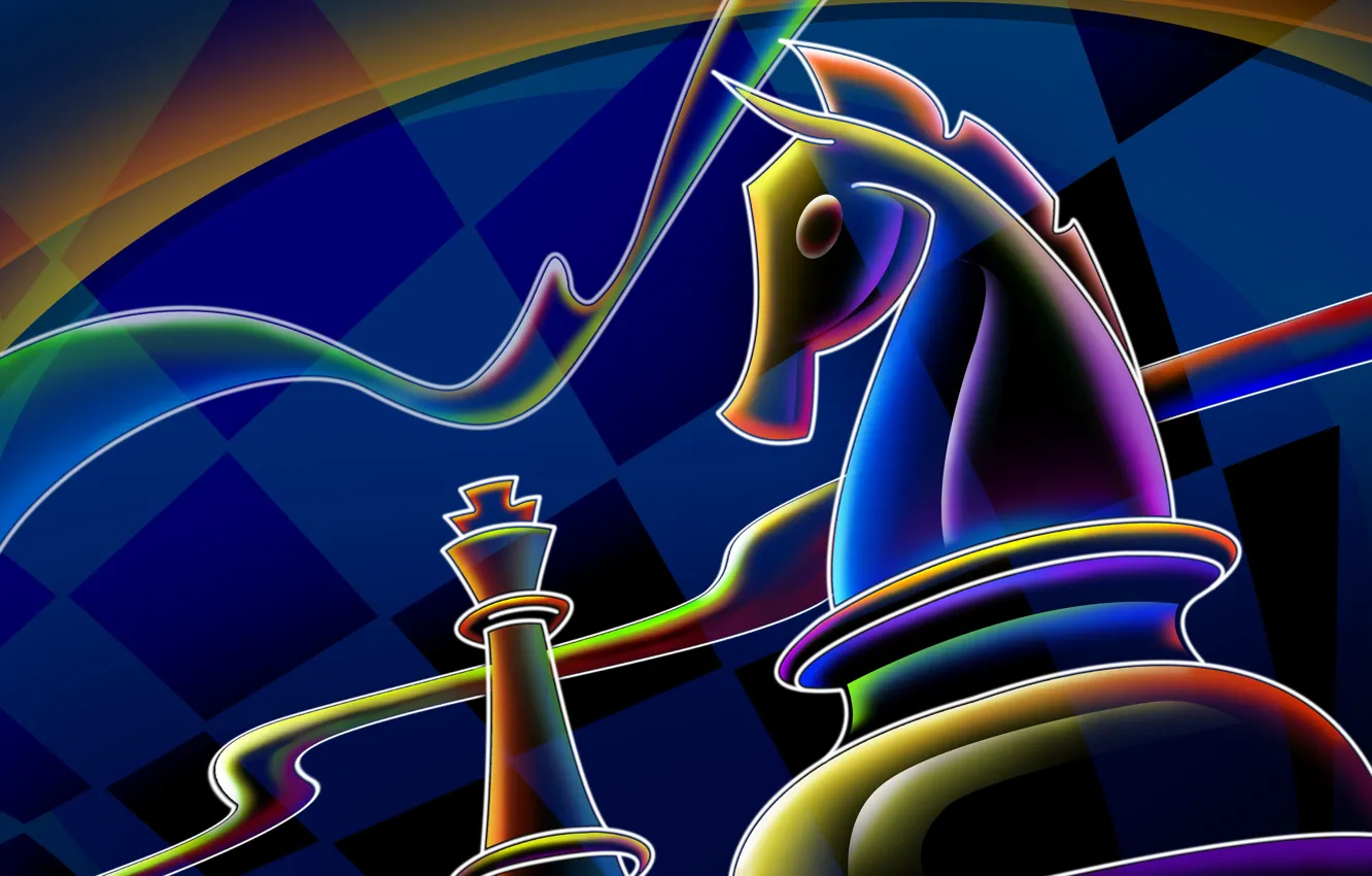 Photo wallpaper line, blue, horse, cell, chess, 2014