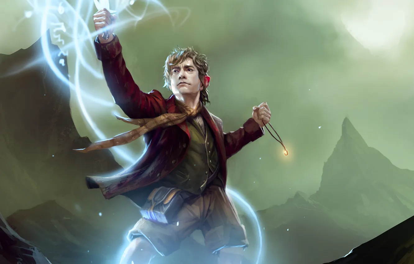 Photo wallpaper magic, the Lord of the rings, art, lord of the rings, Bilbo Baggins, trading card …