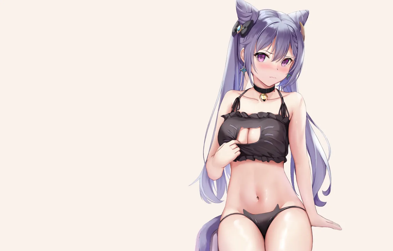 Photo wallpaper girl, sexy, nothing, anime, pretty, kitty, cute, Genshin Impact