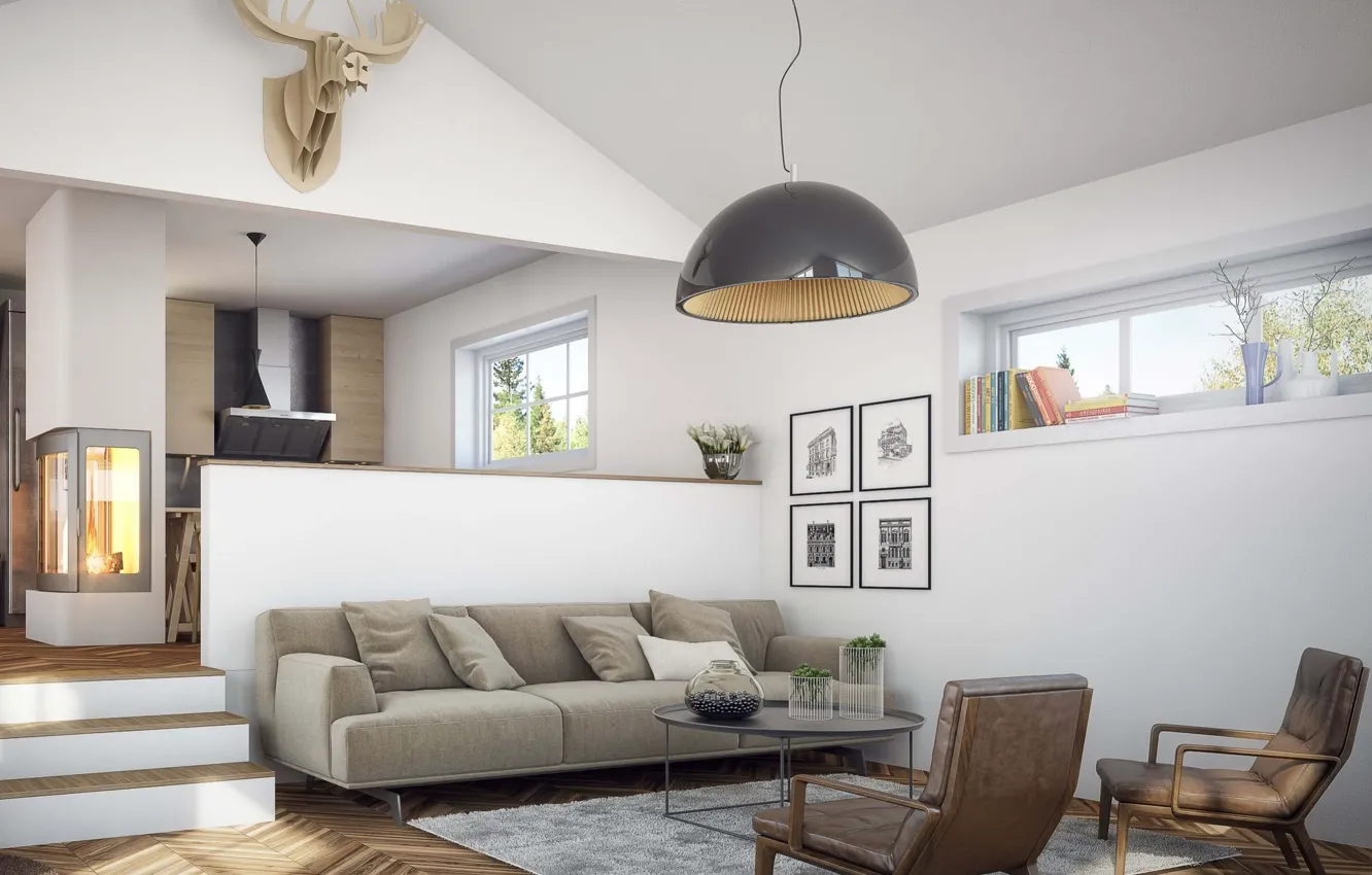 Photo wallpaper design, style, interior, living space, Scandinavian