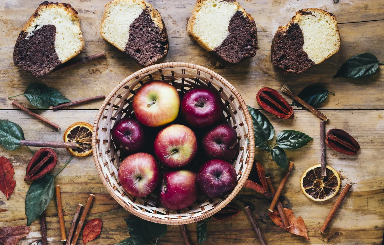 Photo wallpaper apples, cakes, cupcakes