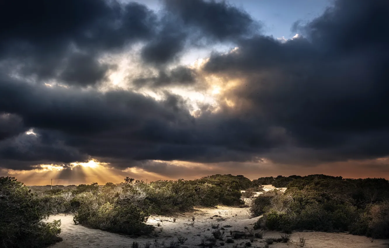 Photo wallpaper Punta Entinas-Sabinar, Sunset at Punta Entinas, Sunset in the dunes