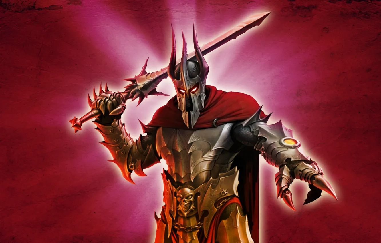 Photo wallpaper red, background, sword, Overlord, armor, Lord