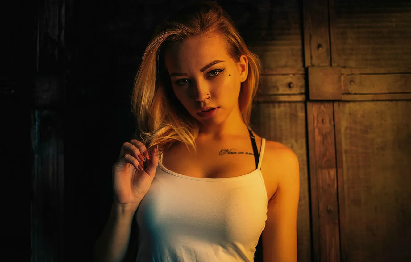 Photo wallpaper chest, makeup, piercing, tattoo, sponge, the beauty