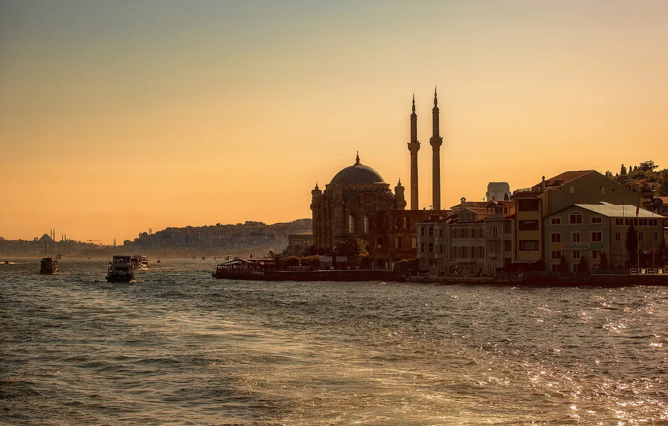 Photo wallpaper mosque, Istanbul, Turkey, The Bosphorus