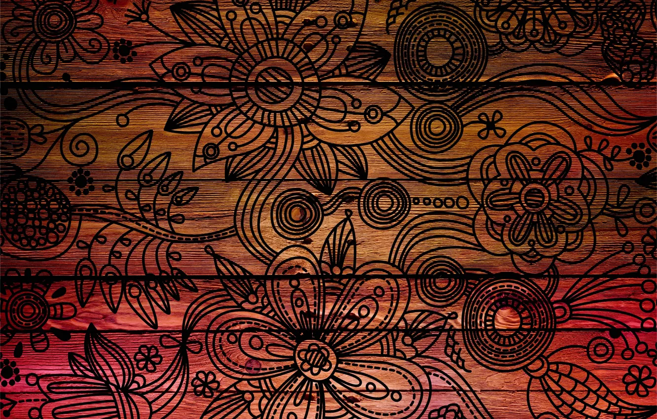 Photo wallpaper leaves, trees, flowers, background, pattern, figure, texture, petals