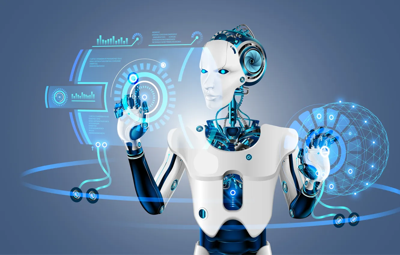 Photo wallpaper DATA, ANDROID, CONCEPT, BLUE, BACKGROUND, DIGITAL, ELECTRONIC, CYBERNETIC