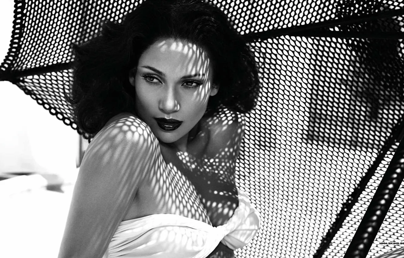 Photo wallpaper woman, shadow, umbrella, b/W, Jennifer Lopez, Jennifer Lopez