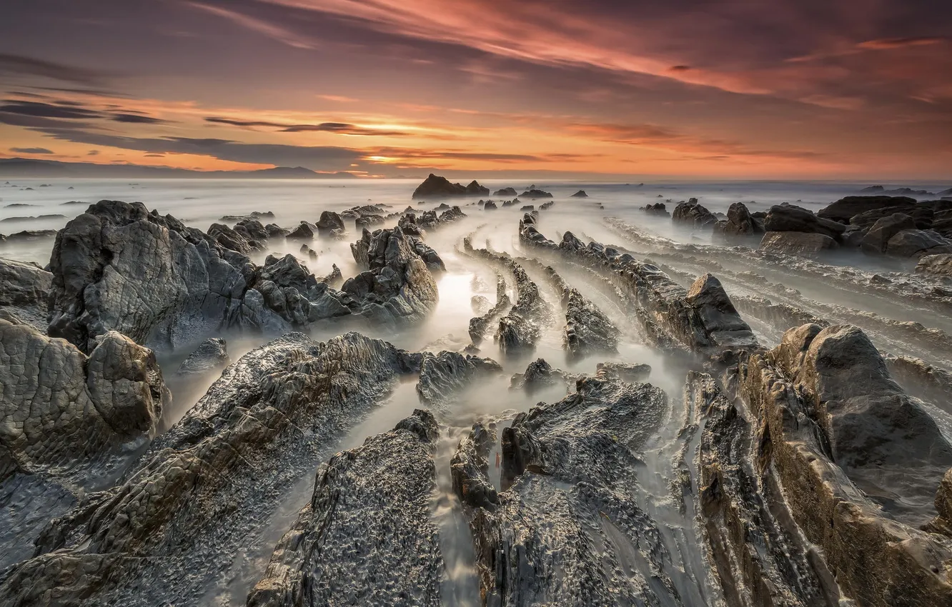 Photo wallpaper sea, dawn, shore, Spain