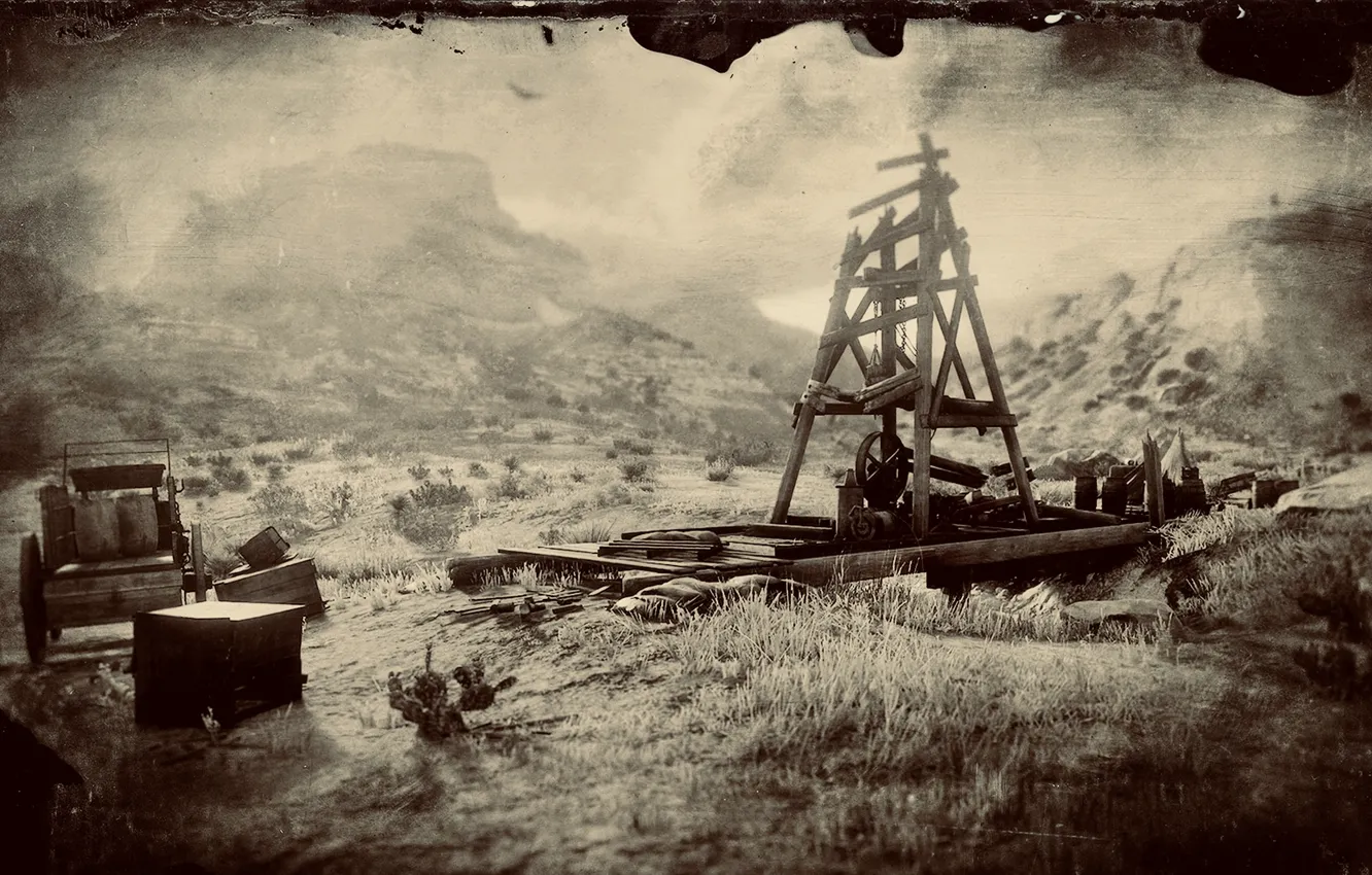 Photo wallpaper HDR, game, rocks, building, UHD, Red Dead Redemption 2, XBox One X, RDR2