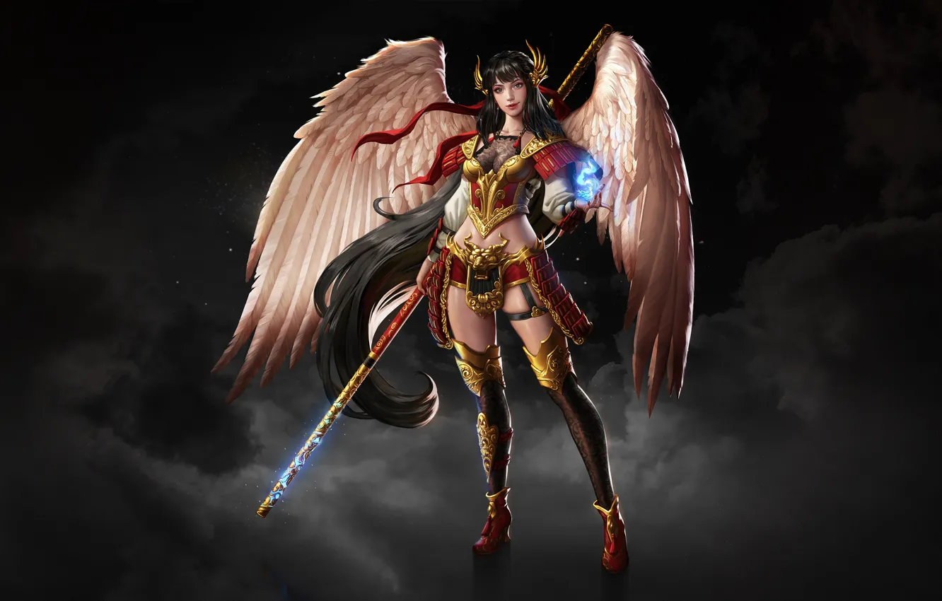 Photo wallpaper Girl, Fantasy, Art, Style, Warrior, Illustration, Wings, Character