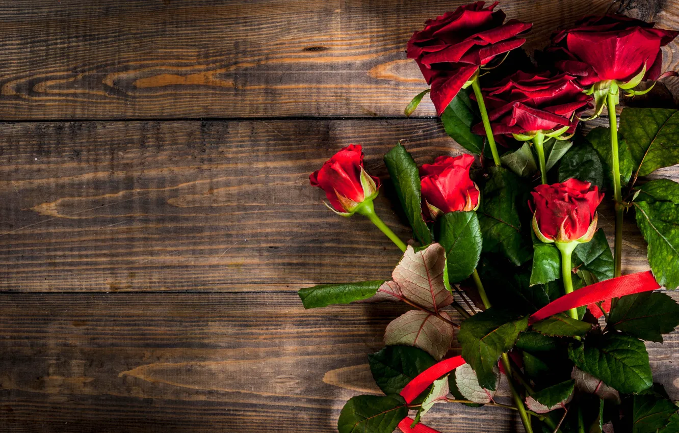 Photo wallpaper red, roses, bouquet, tape